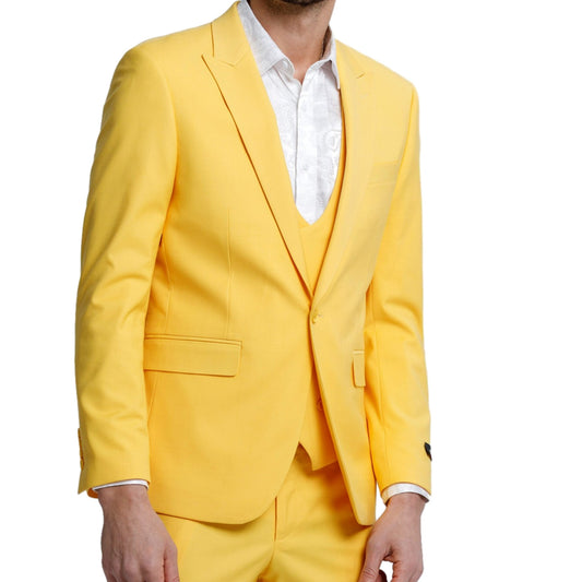 Sunshine Yellow Men's Full Suit - A Prom Night Sensation