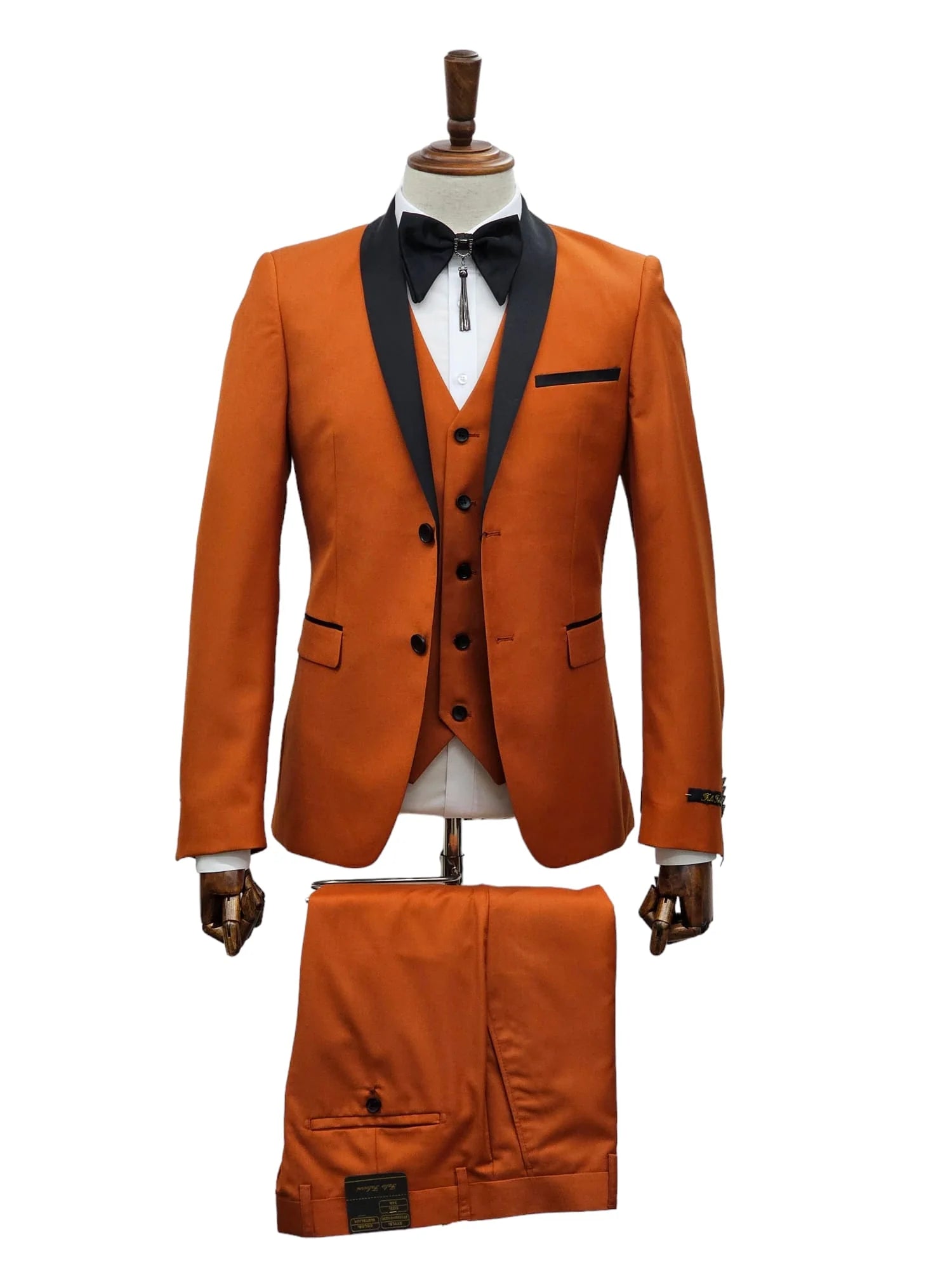 KCT Menswear's rust tuxedo jacket radiates the warmth of autumn elegance.