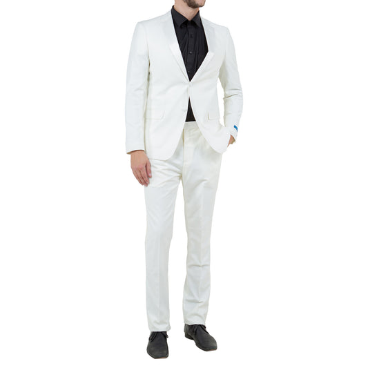 Men's Slim-Fit White Two-Piece Suit – Modern Formalwear