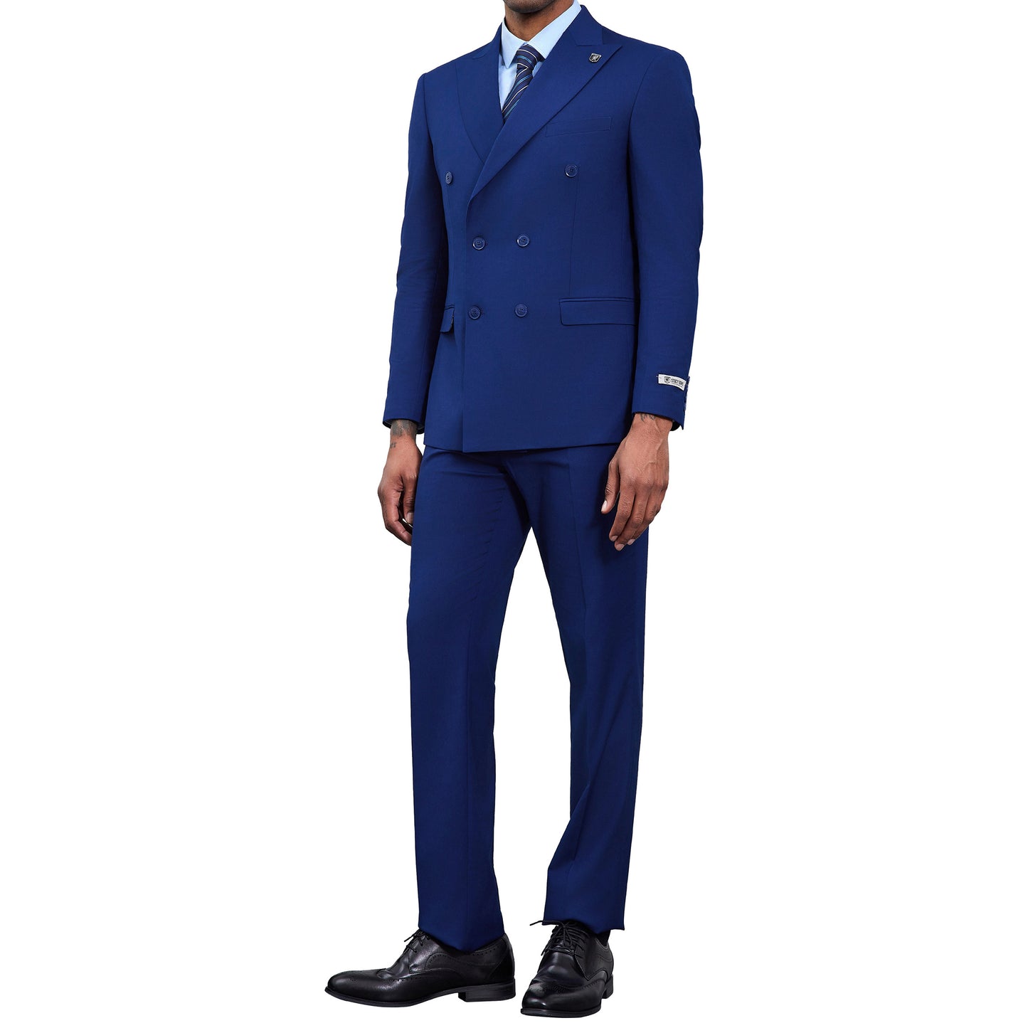 Men's Double-Breasted Royal Blue Suit – Modern Slim Fit