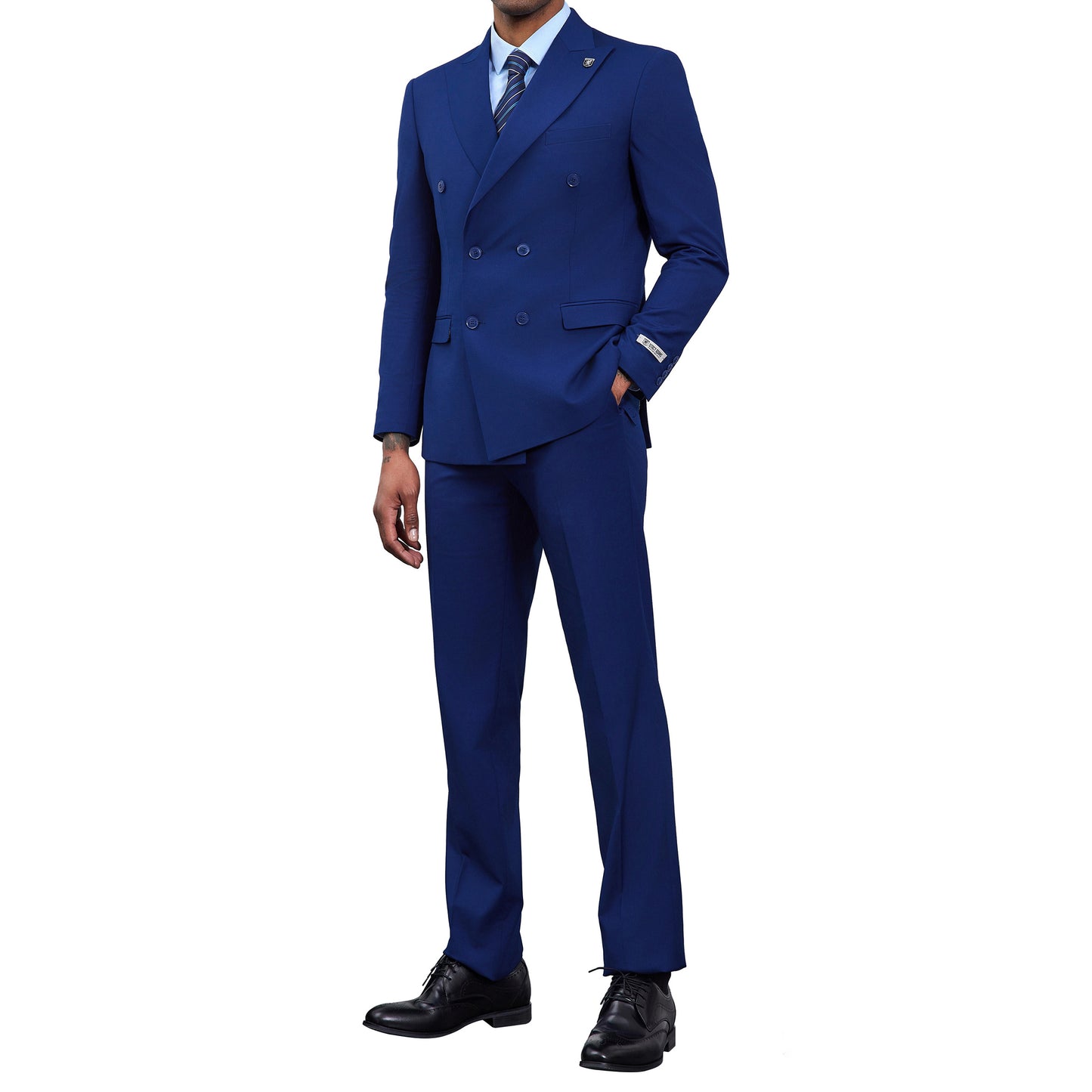 Men's Double-Breasted Royal Blue Suit – Modern Slim Fit