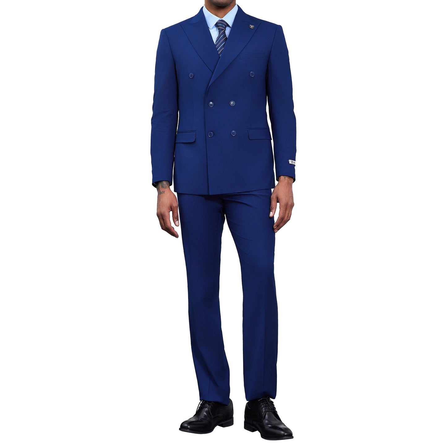 Men's Double-Breasted Royal Blue Suit – Modern Slim Fit