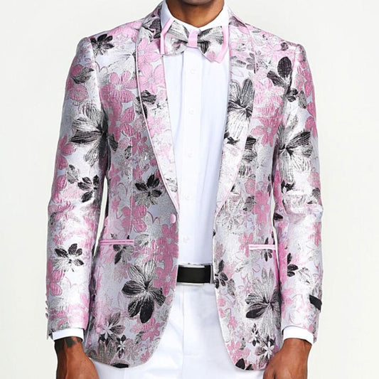 KCT Menswear - Men's Pink Floral Blazer for Prom