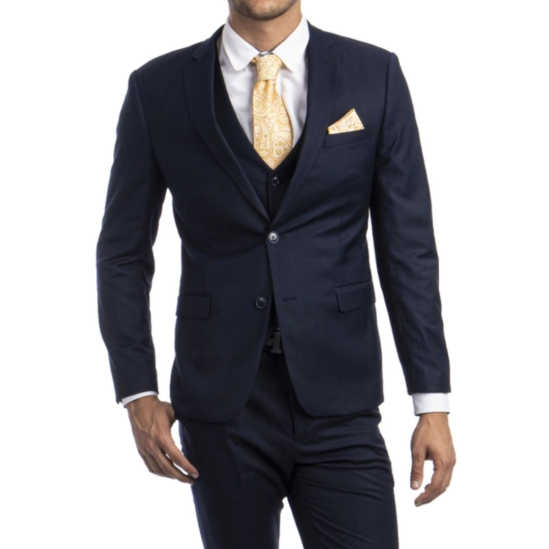 Navy Wedding Suit - Navy Jacket Navy Vest Navy Pants - KCT Menswear