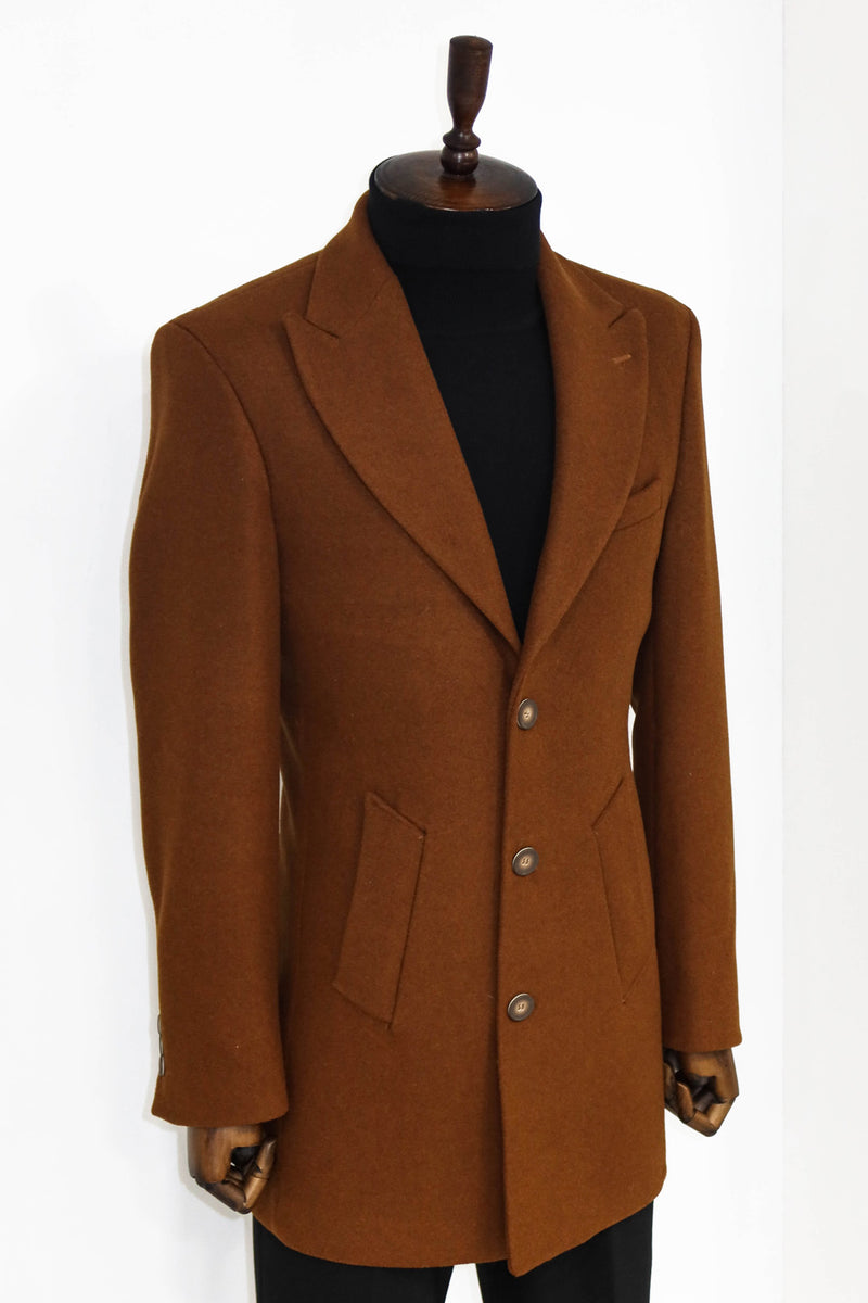 Wool Wide Lapel Brown Peacoat