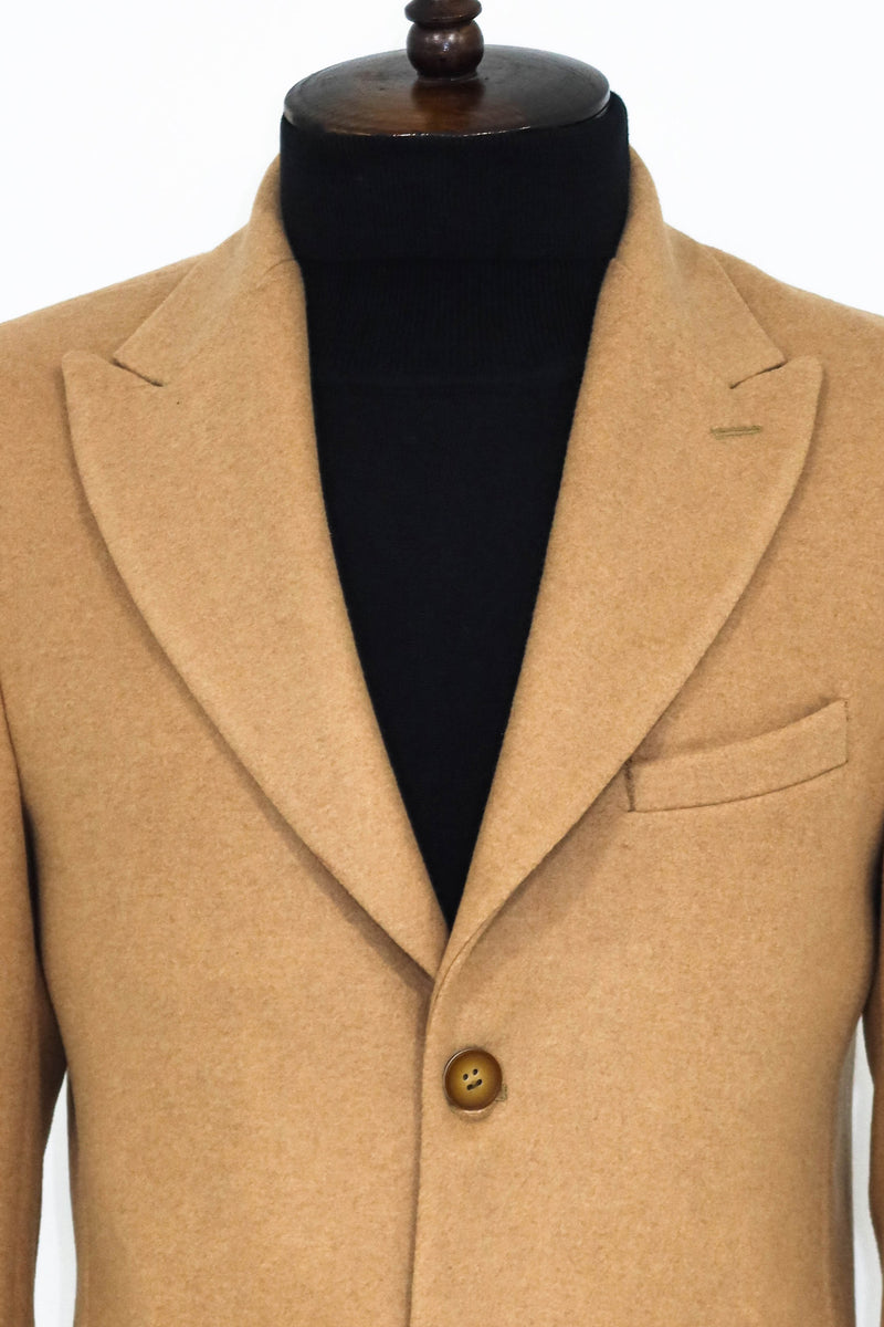 Wool Wide Lapel Camel Peacoat