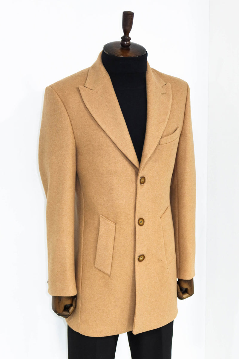 Wool Wide Lapel Camel Peacoat