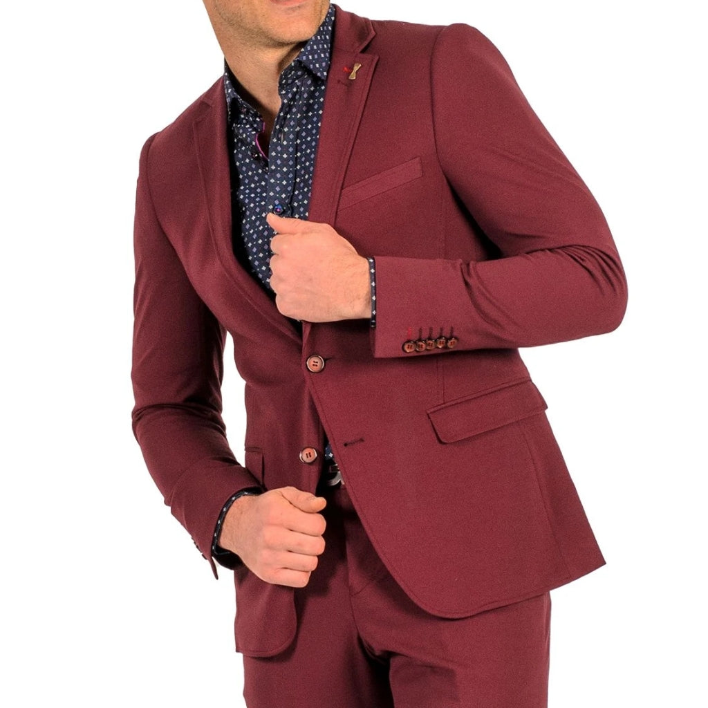 Burgundy Stretch Suit - Travelers Suit