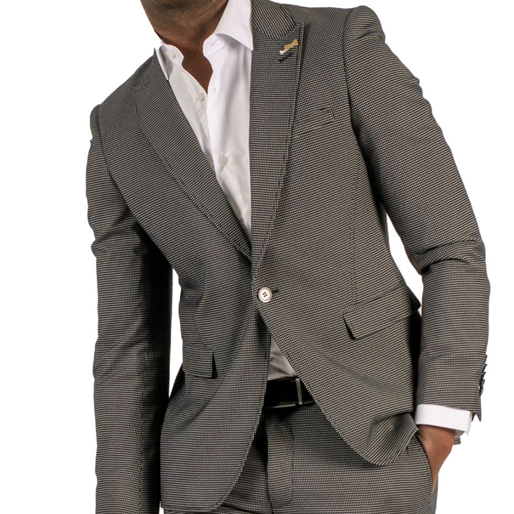 Checker Black Stretch Suit - Travelers Suit