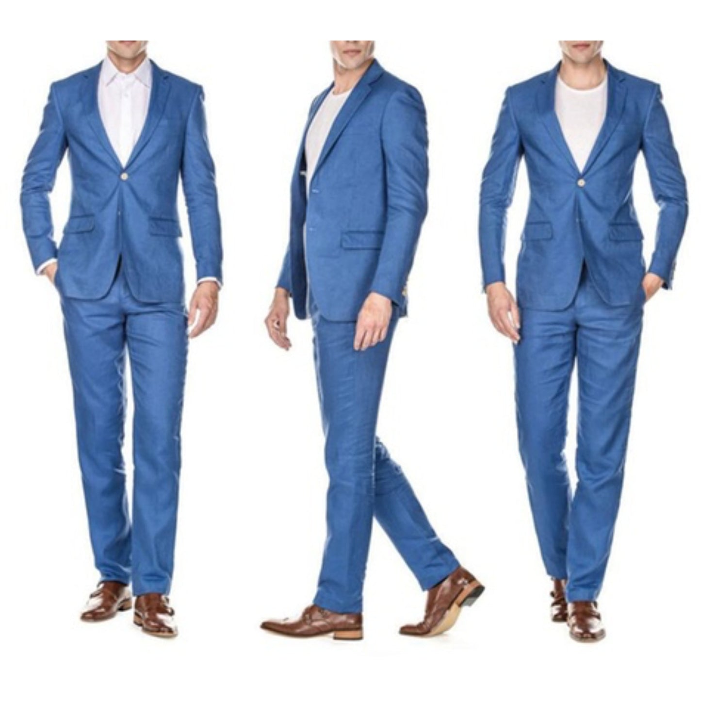 Linen Blue Two Piece Suit