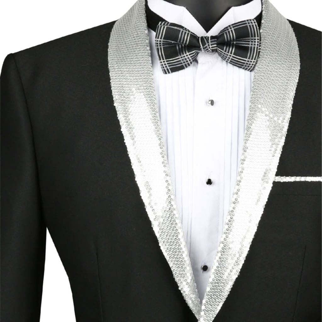 Black with Sequence Silver Lapel Tuxedo