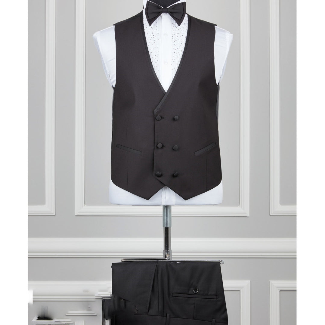 Flower Patterned Black Slim Tuxedo