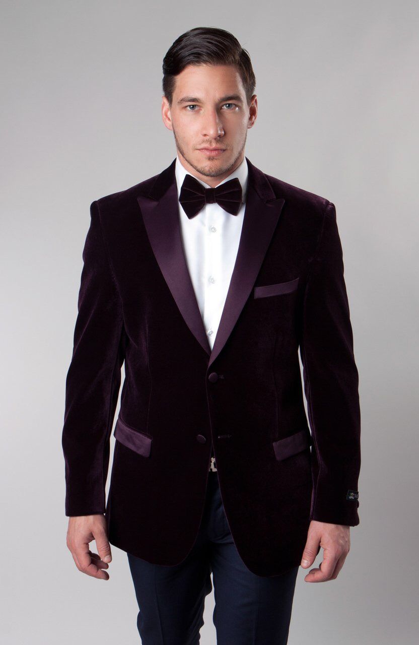 Wine Velvet Tuxedo Blazer