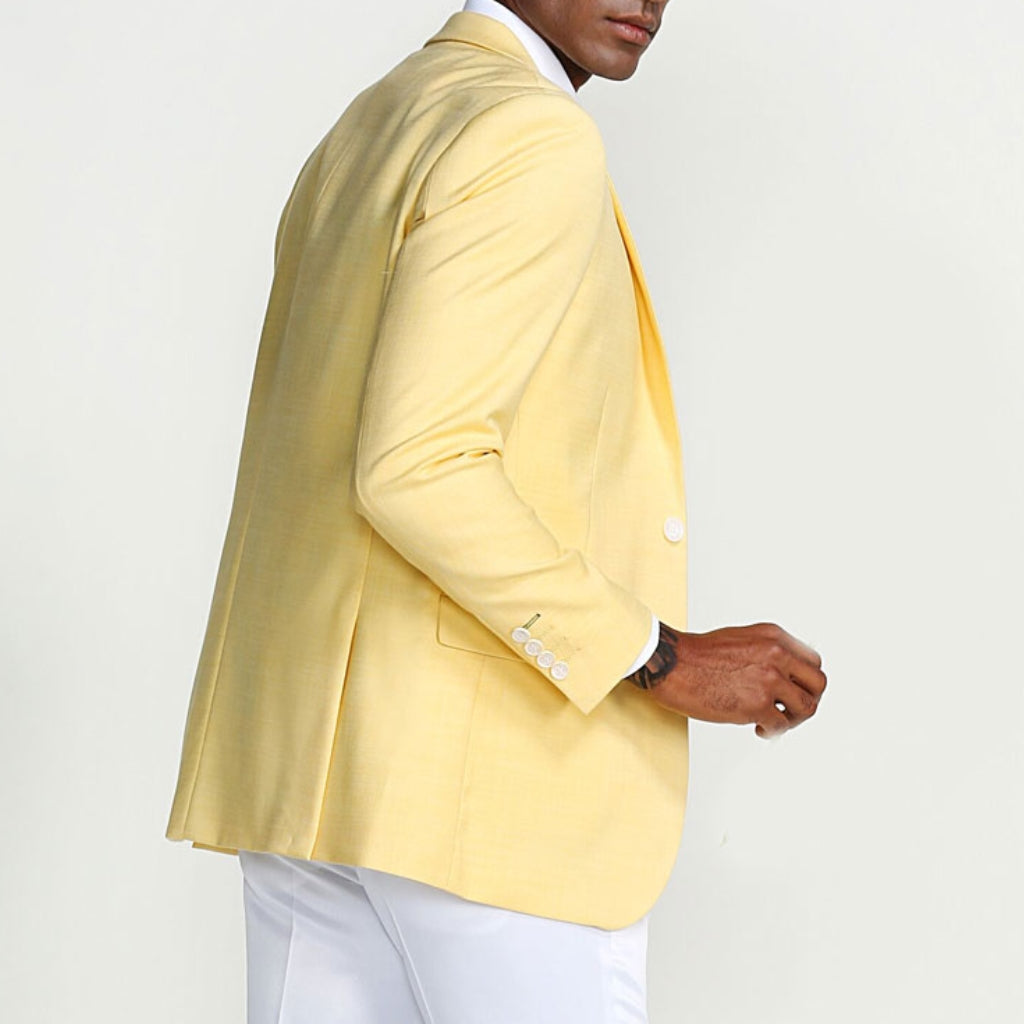 Yellow-Lemon Casual Blazer Two Button Notch Lapel