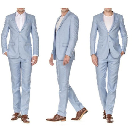 Linen Light Blue Two Piece Suit