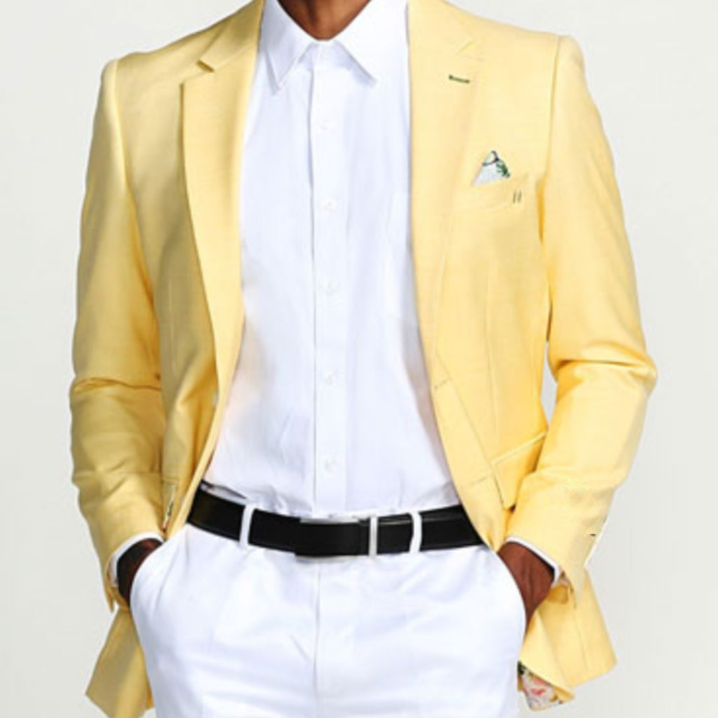 Yellow-Lemon Casual Blazer Two Button Notch Lapel