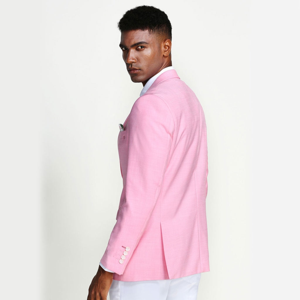 Pink Casual Blazer Two Button Notch Lapel