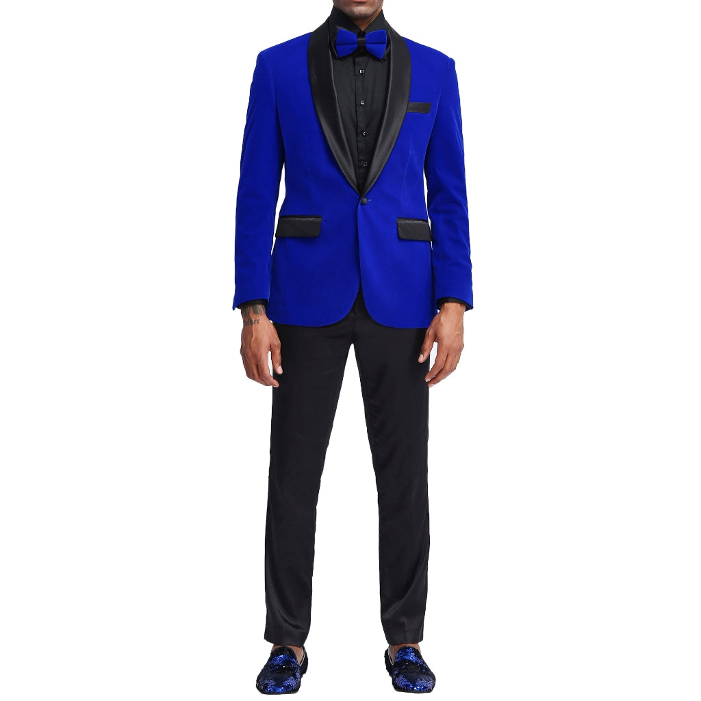 Royal Blue Velvet Jacket + Bowtie