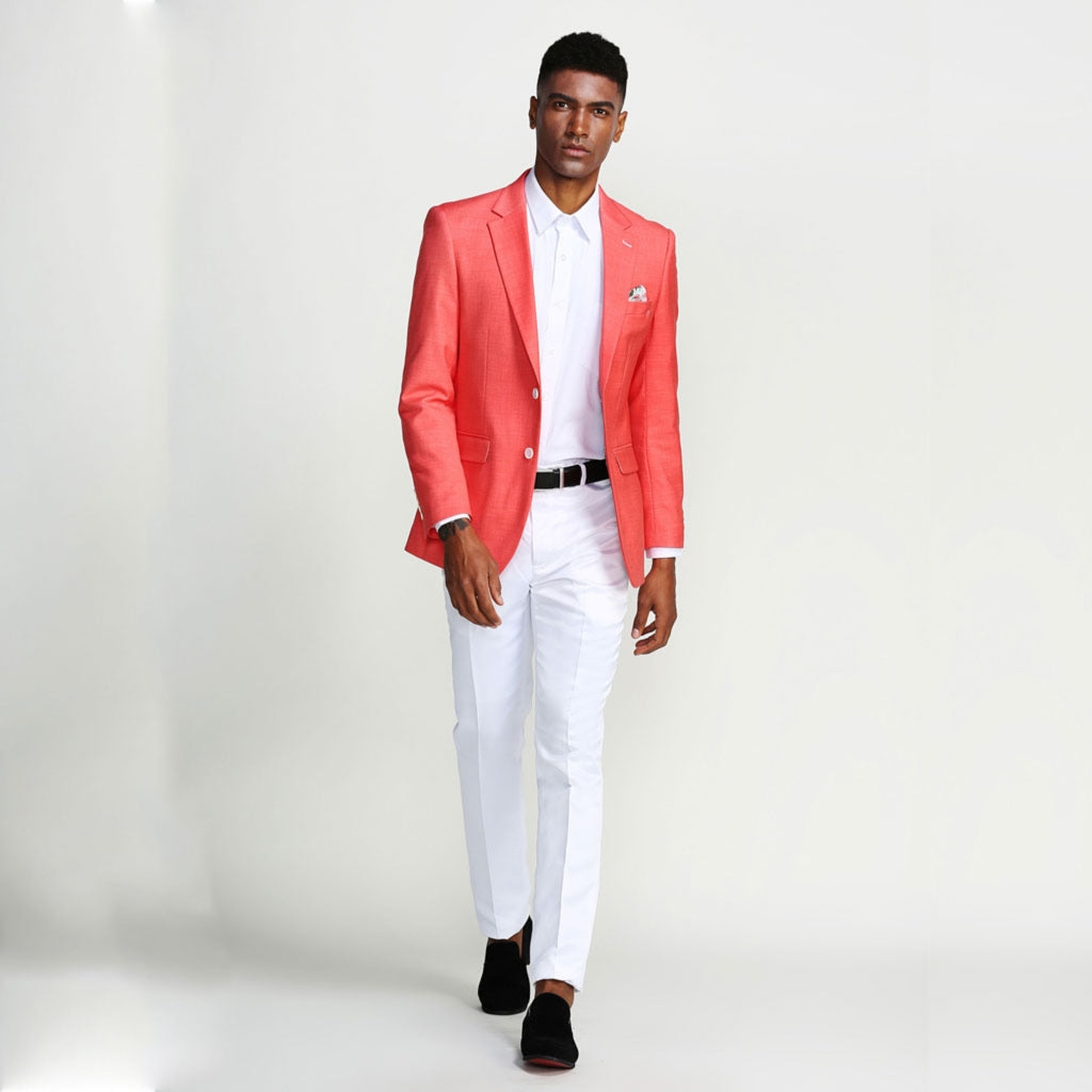 Salmon Casual Blazer Two Button Notch Lapel