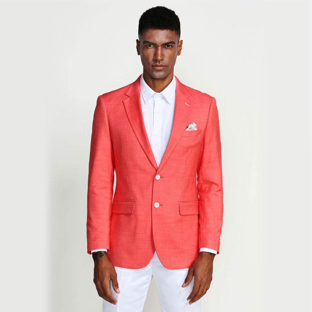 Salmon Casual Blazer Two Button Notch Lapel