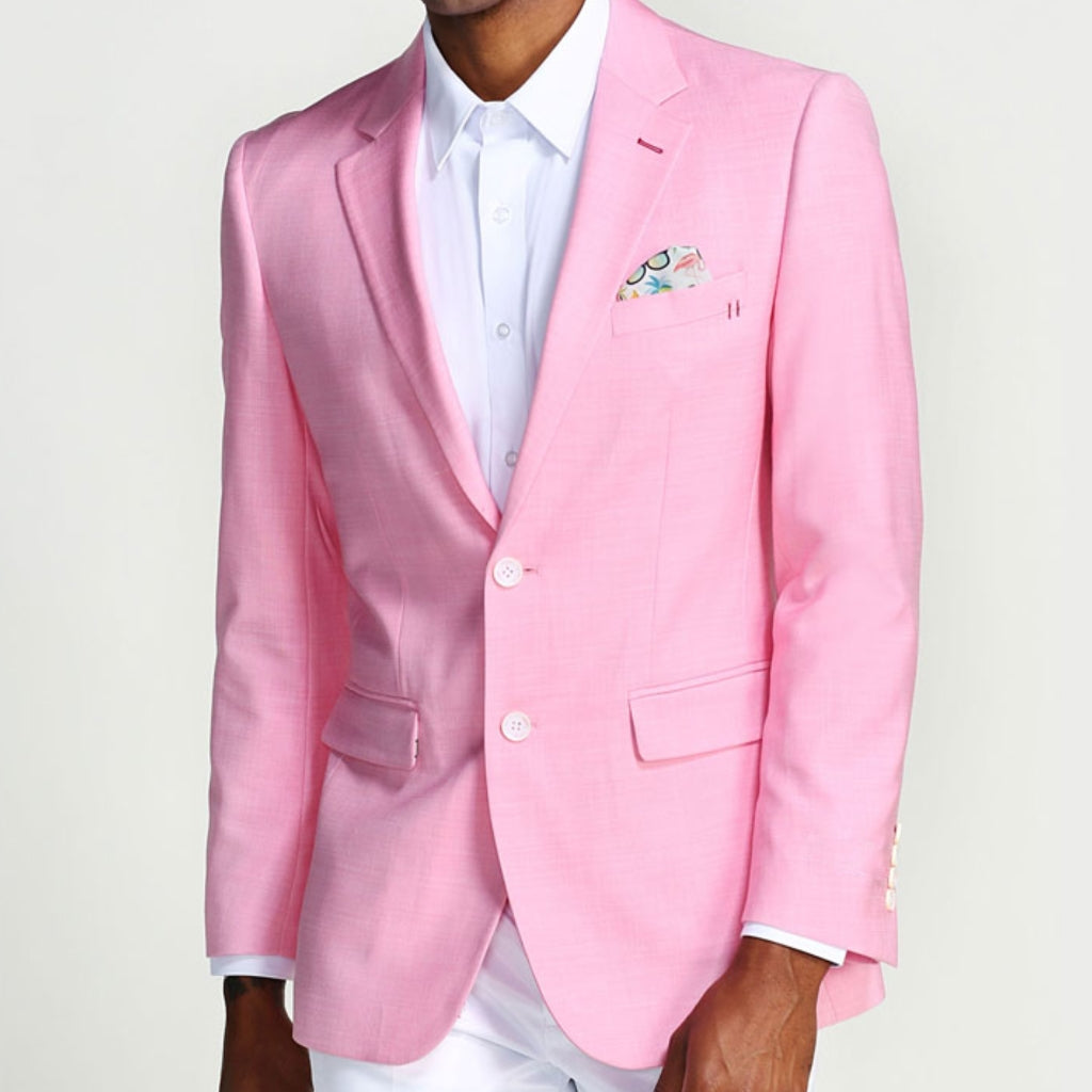 Pink Casual Blazer Two Button Notch Lapel