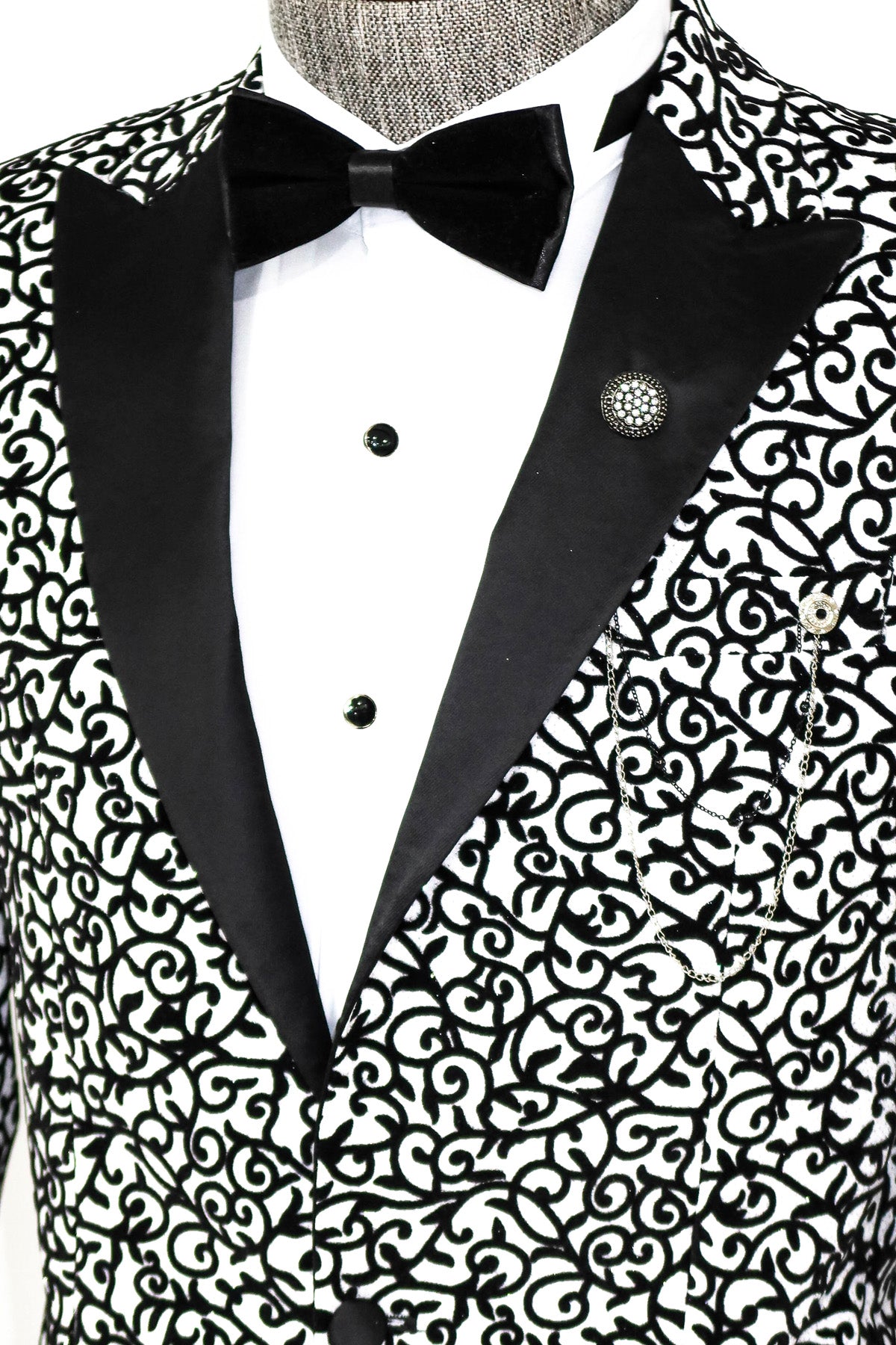 White Black with Sparkle Prom Blazer