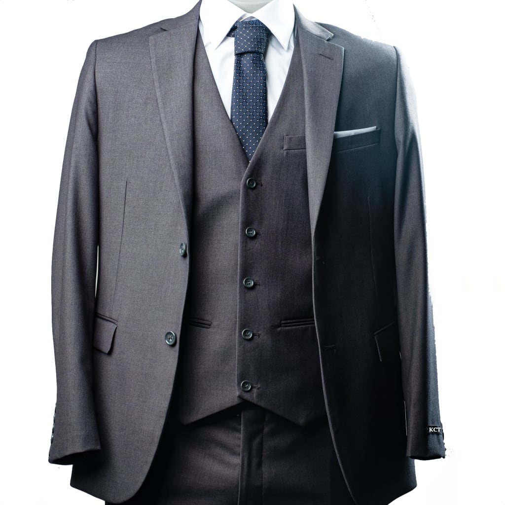 Dark Grey Three Piece Wedding Suit