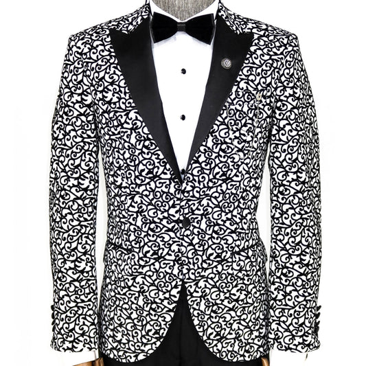 White Black with Sparkle Prom Blazer