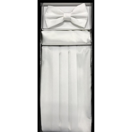 White Cummerbund Set