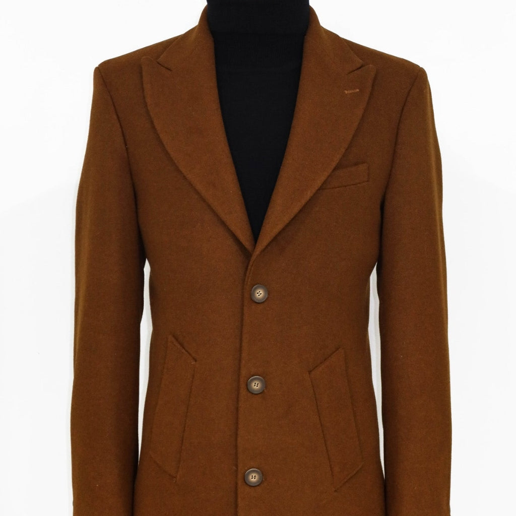 Wool Wide Lapel Brown Peacoat