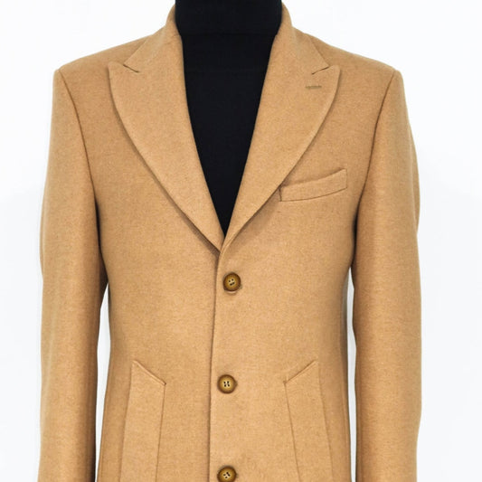 Wool Wide Lapel Camel Peacoat