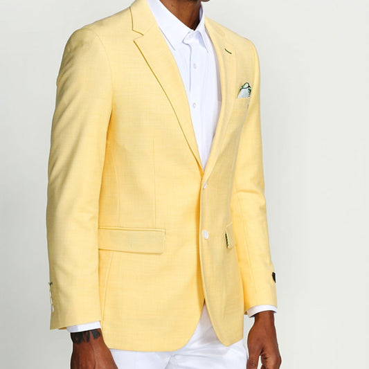 Yellow-Lemon Casual Blazer Two Button Notch Lapel