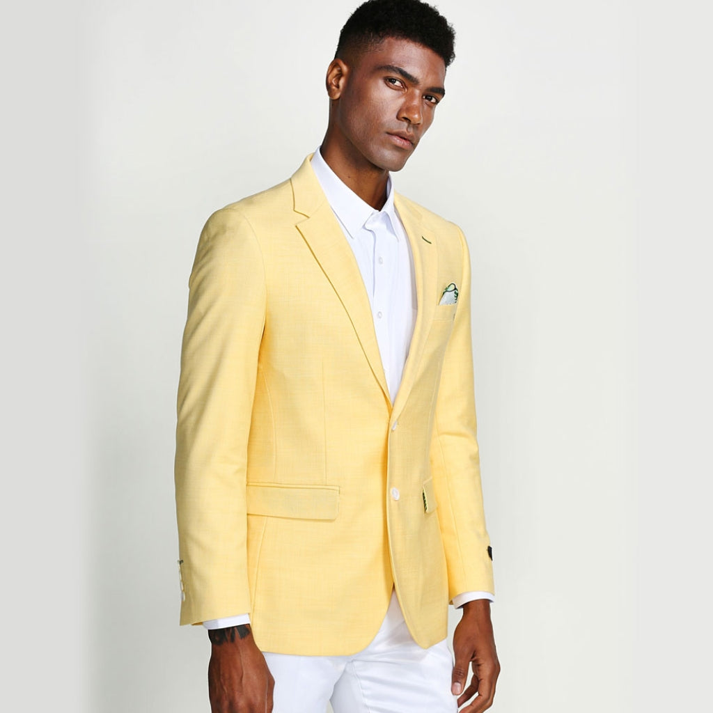 Yellow-Lemon Casual Blazer Two Button Notch Lapel